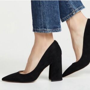 Sam Edelman Black Suede Block Heel Pumps